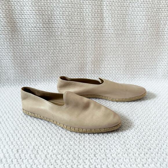 Vince Malia Beige Sand Ember Leather Espadrille Slip On Loafer Flats Women 7 - Picture 1 of 13